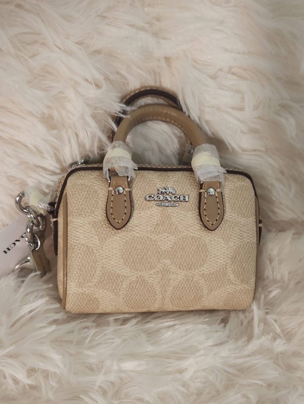 Coach Beige/Tan Mini Satchel with Signature Print